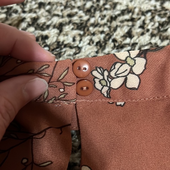 Beautiful Rose + Olive sienna floral size small mock neck blouse. Gently used. - Picture 9 of 12